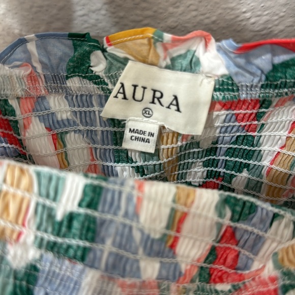 NEW Blue Multi Print Smocked Midi Dress - Picture 7 of 9